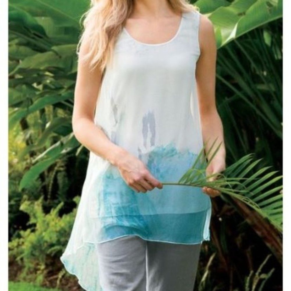 Soft Surroundings Silk Color Wash Watercolor Tunic Medium Petite MP